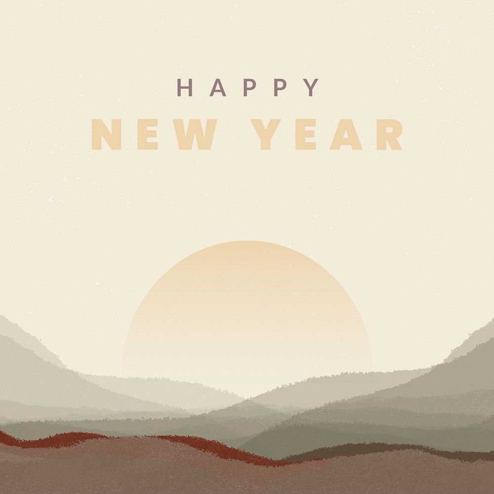 Happy new year Instagram post template, earth tone design