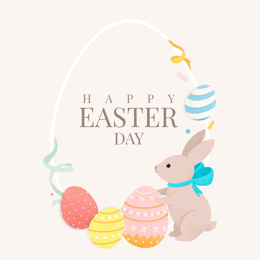 Easter bunny Instagram post template, cute editable design