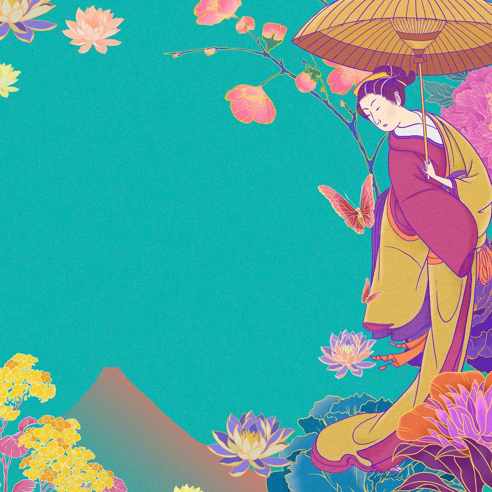 Customizable aesthetic vintage Japanese woman, ukiyo-e remix