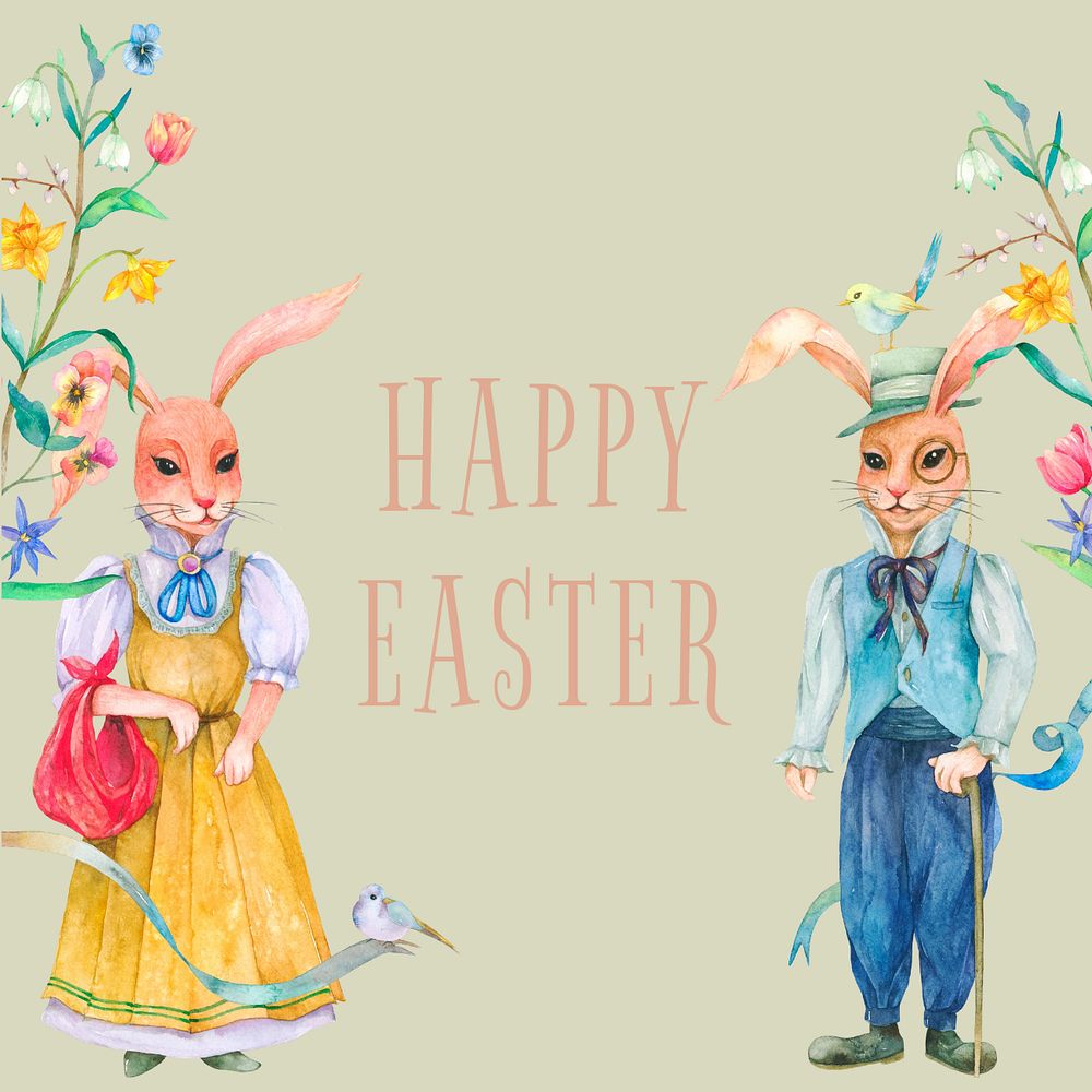 Easter greetings Instagram post template, editable design