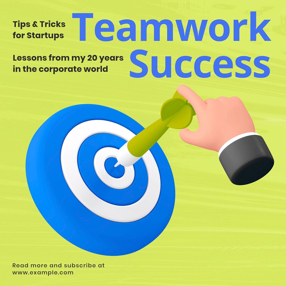 Teamwork success Instagram post template, editable 3D design