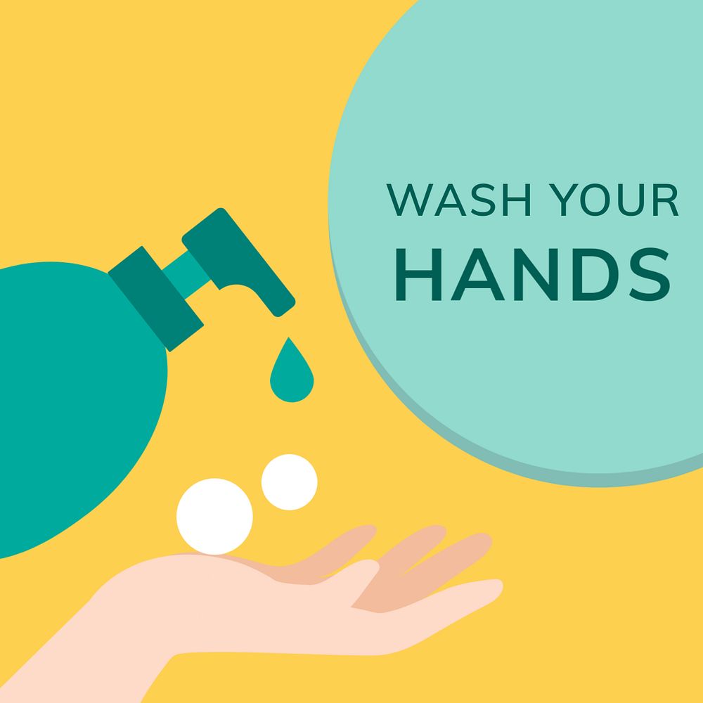 Wash hands Instagram post template, editable design