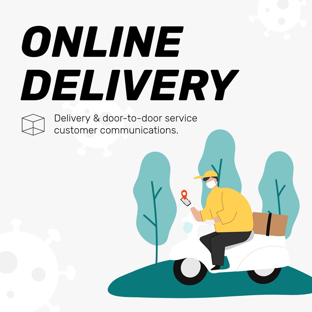 Online delivery Instagram post template, editable design