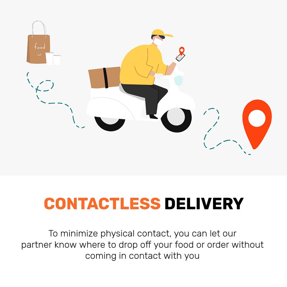 Contactless delivery Instagram post template, editable design