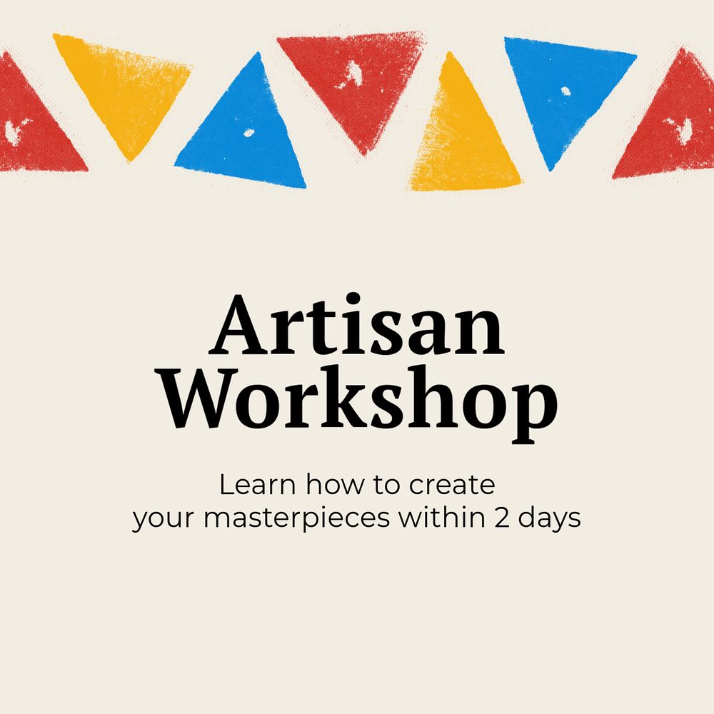 Art workshop Facebook ad template, colorful paint stamp design