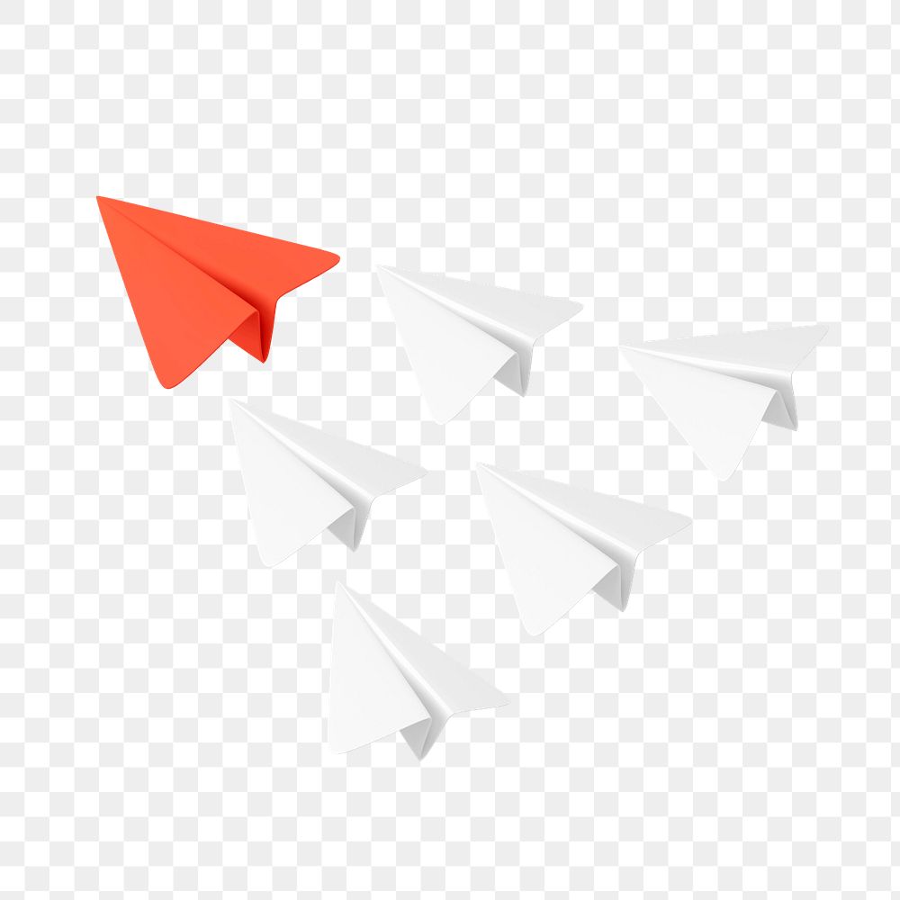 3D leading paper plane sticker, editable remixed business element design