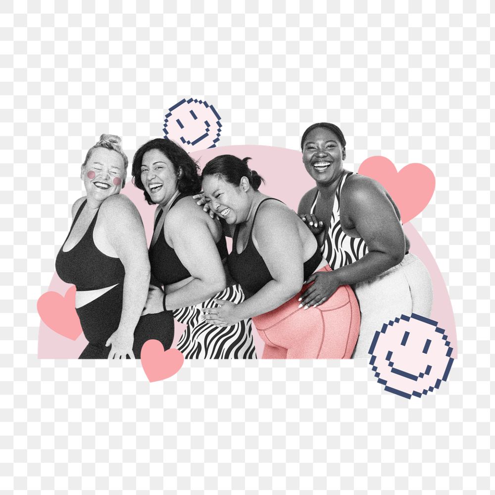 Body positivity sticker, editable lifestyle collage element remix