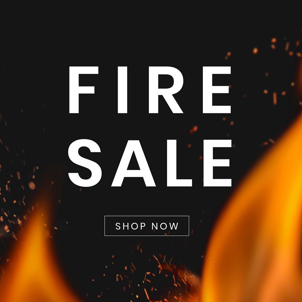 Customizable flame Instagram ad template, shop promotion design