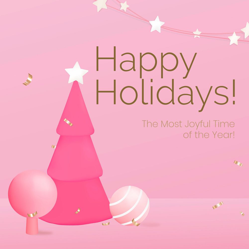 Happy Holidays Facebook ad template, editable festive design