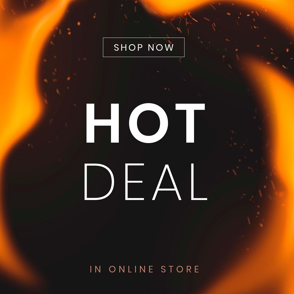 Hot deal Facebook ad template, editable flame design