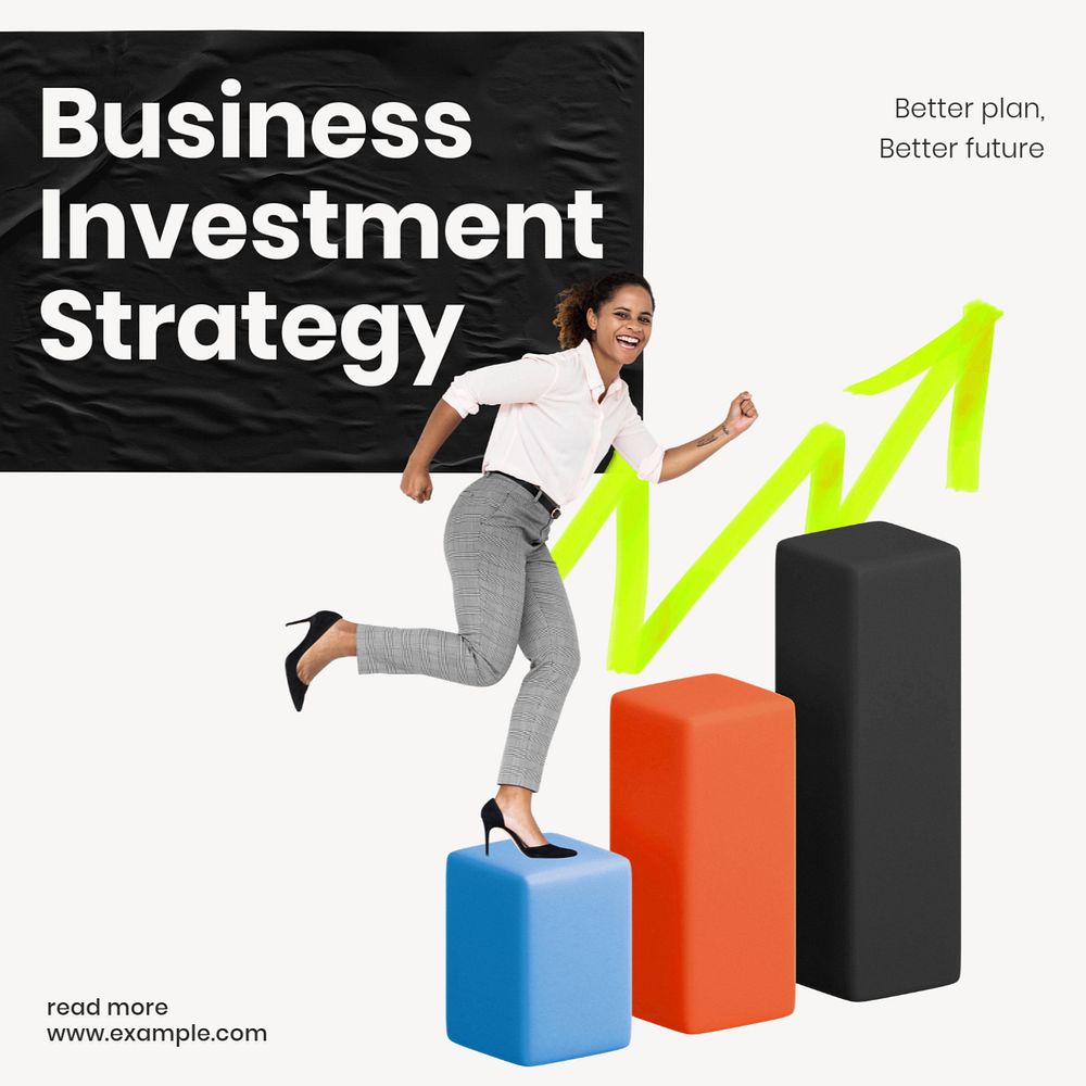 Business investment Instagram post template, editable 3D design