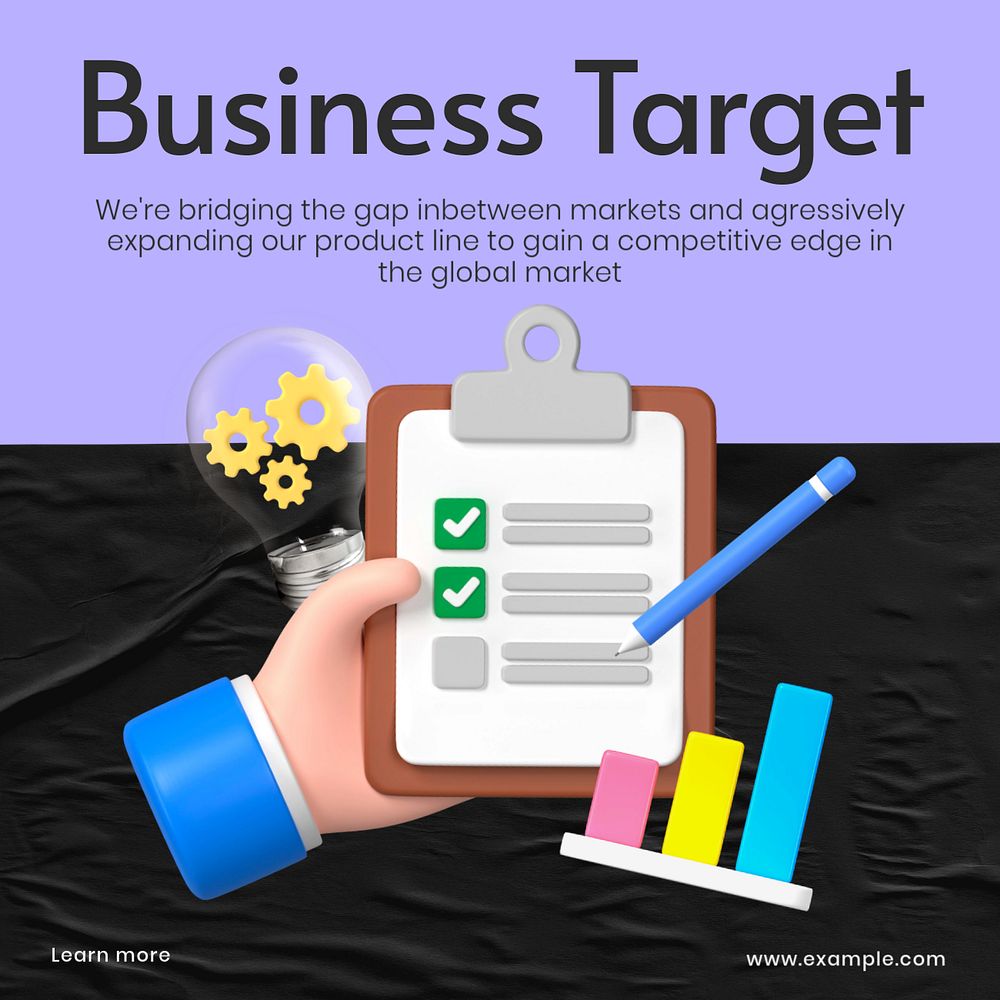 Business target Instagram post template, editable 3D design