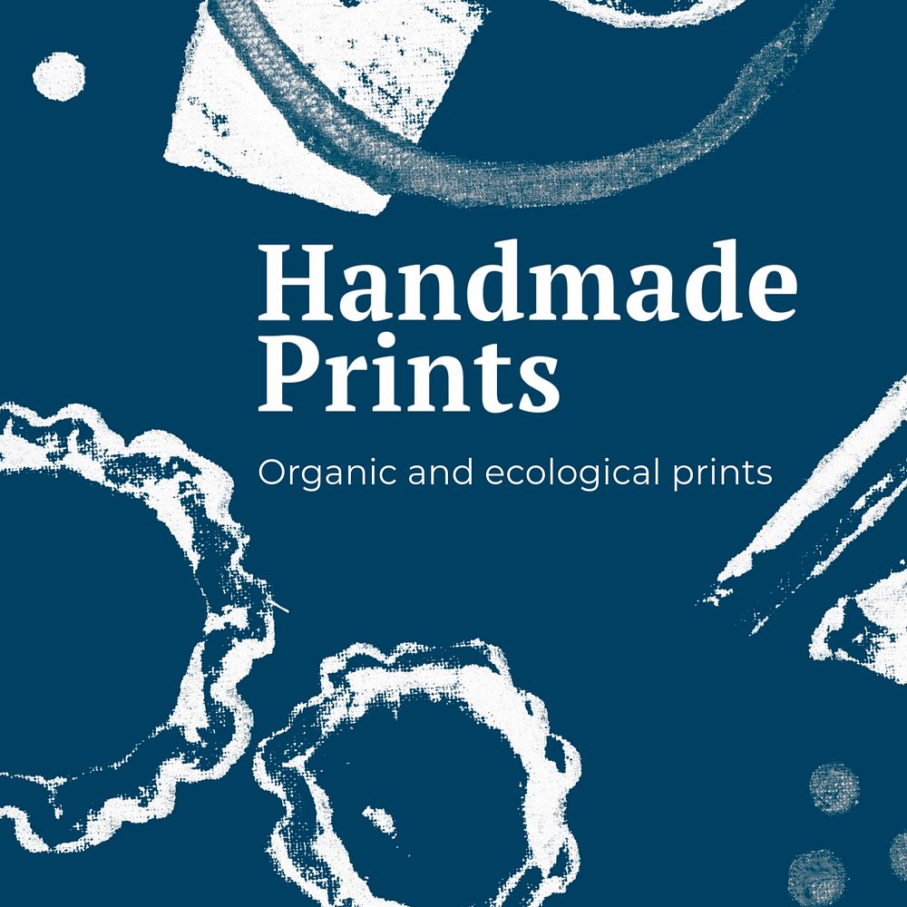 Handmade prints Instagram ad template, editable paint stamp design