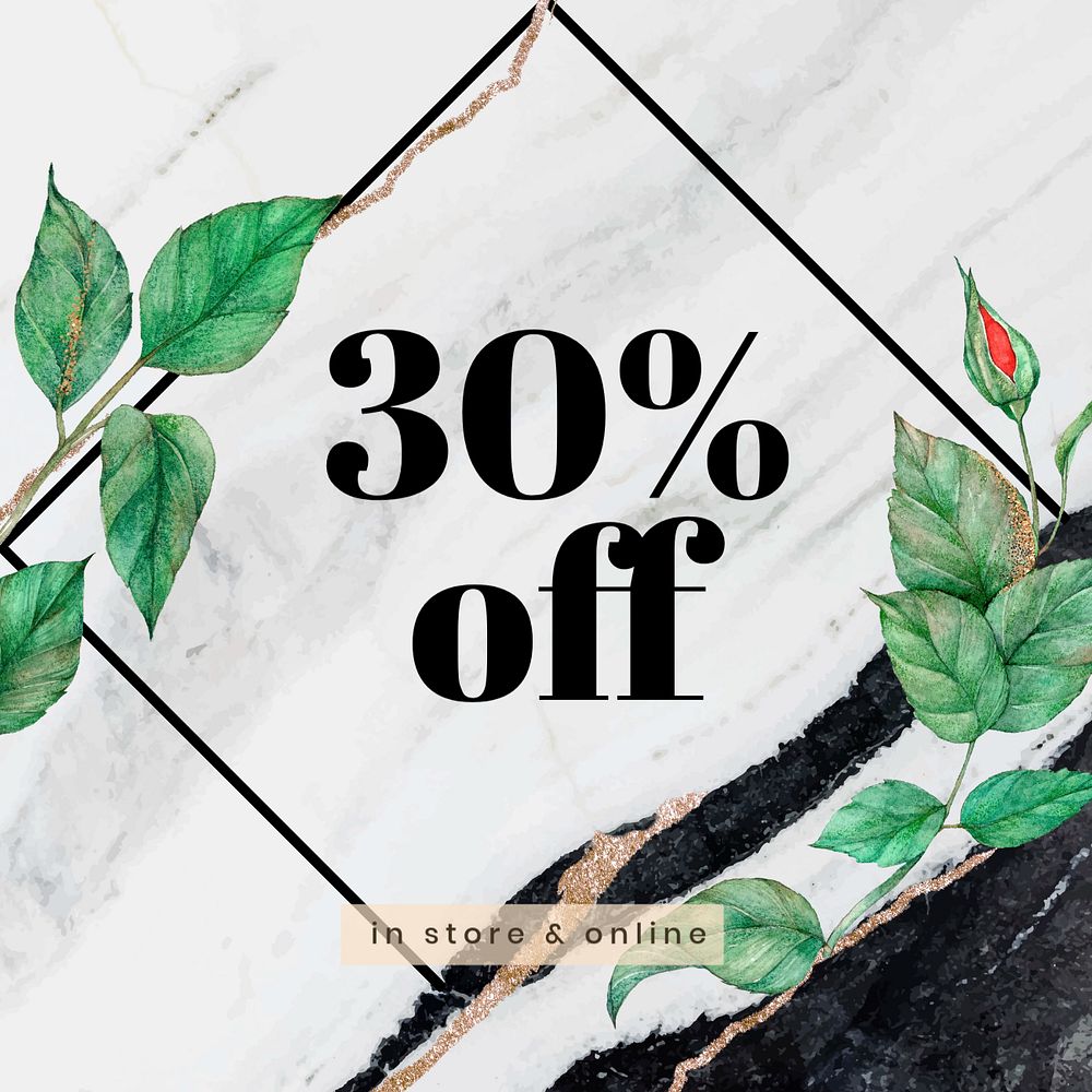 Botanical sale Facebook ad template, rose design 