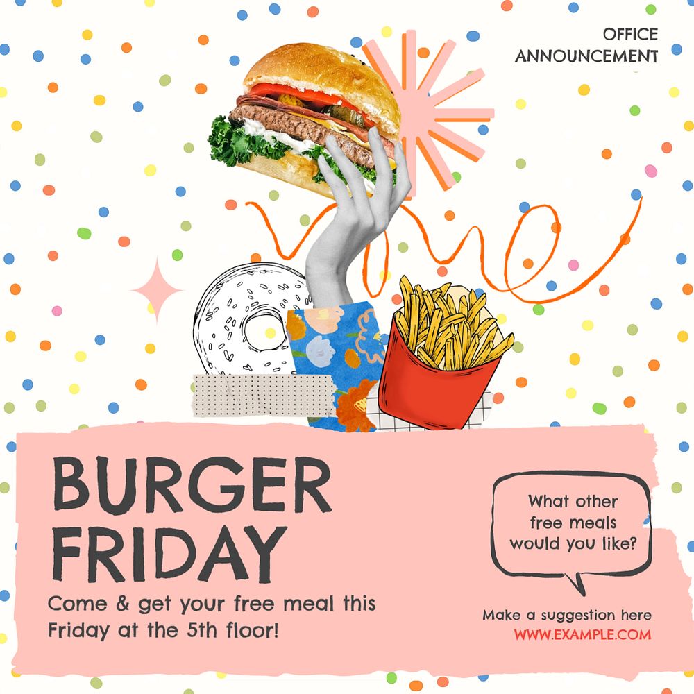 Burger Friday Instagram post template, editable collage remix design