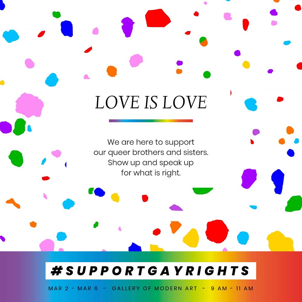 Gay rights Facebook post template, editable design for Pride Month