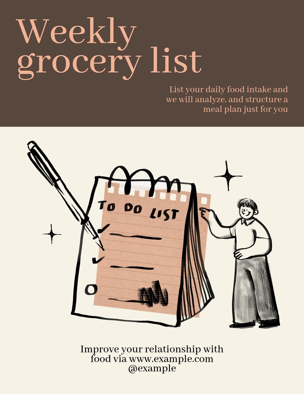 Grocery list flyer  template, editable design