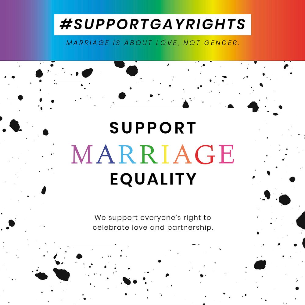 Marriage equality Facebook post template, editable design for Pride Month