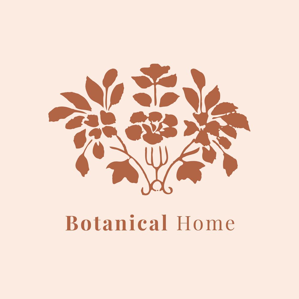 Botanical home vintage logo template, editable text