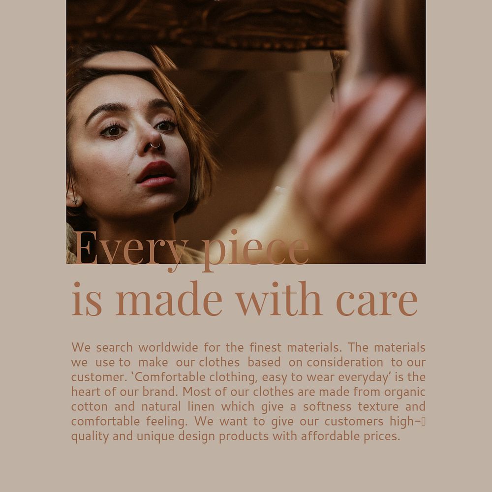 Ethical fashion Instagram post template, customizable text