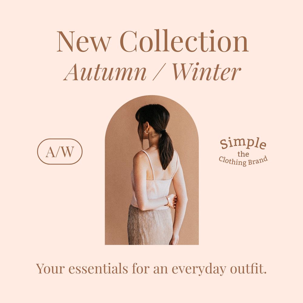 A/W Collection Instagram post template, customizable text