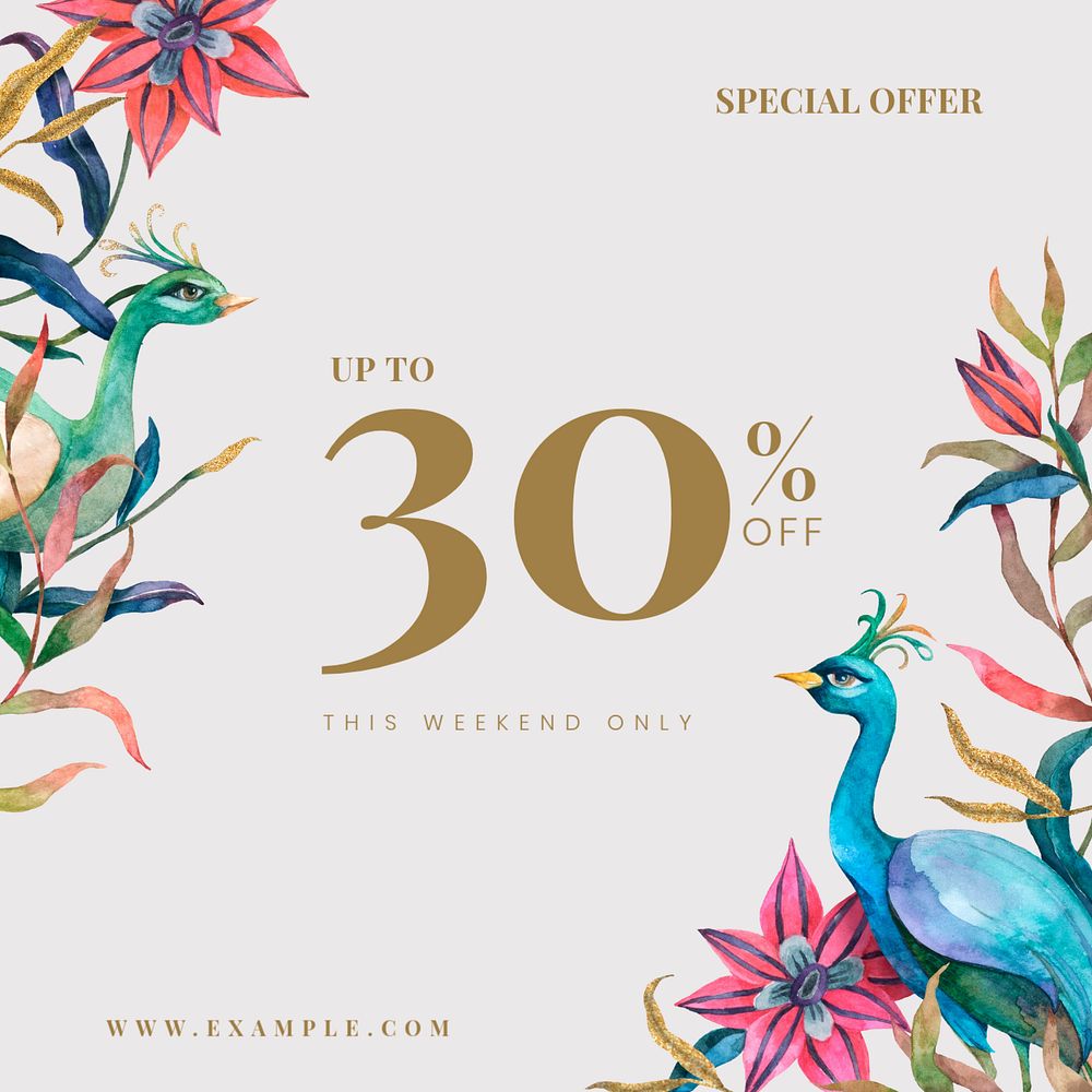 Special offer Instagram post template, editable flower design