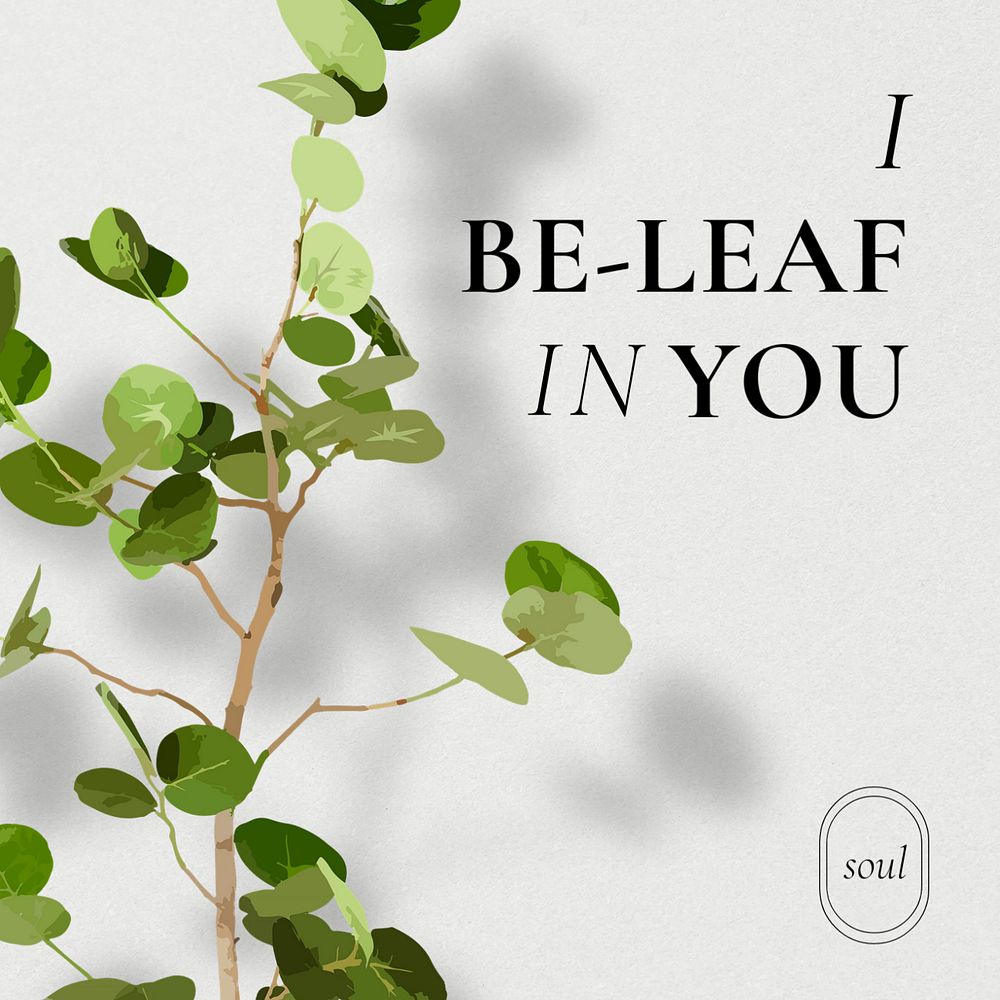 Plant pun Instagram post template, editable design