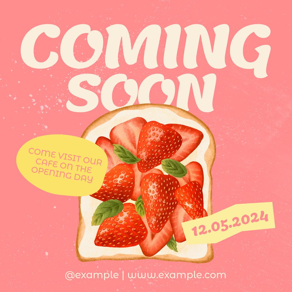 Strawberry toast Instagram post template, editable design