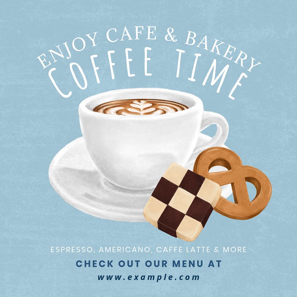 Coffee time Instagram post template, editable design