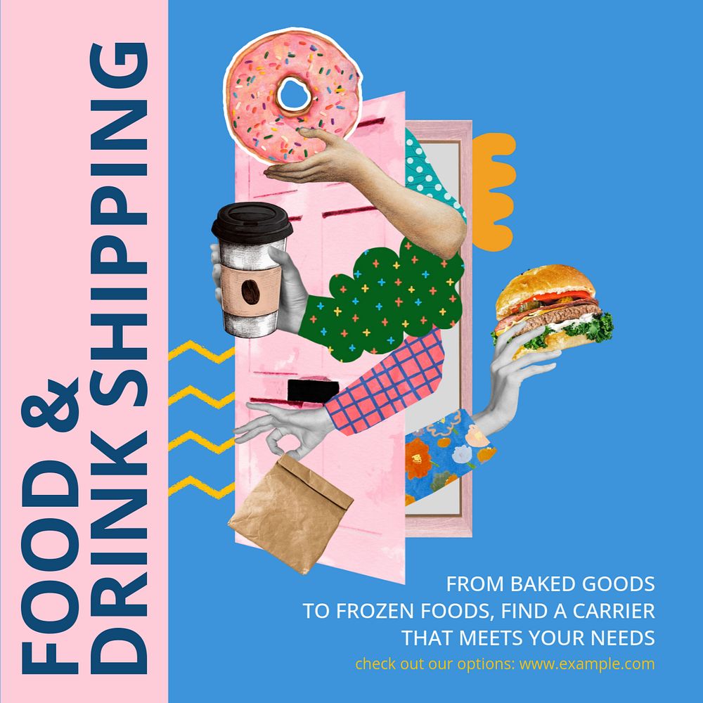 Shipping food Facebook story template, editable collage remix design