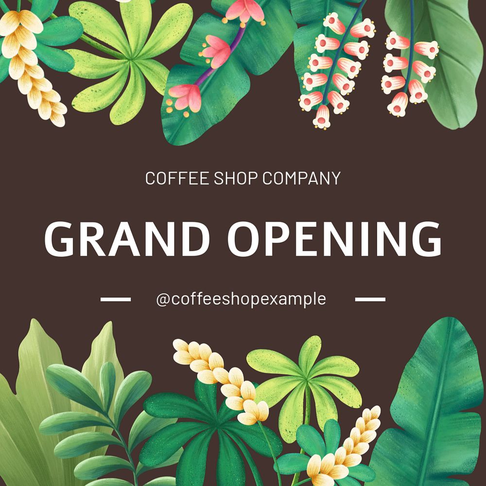 Shop opening Instagram ad template, editable hand-drawn nature