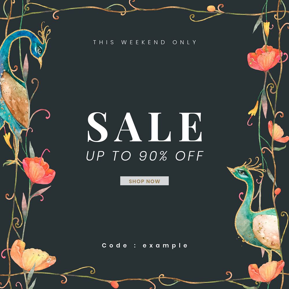 Sale promotion Instagram post template, editable flower design