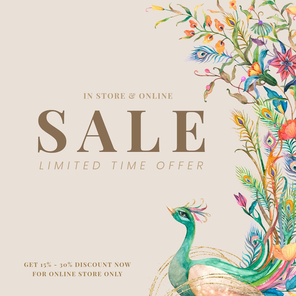 Sale promotion Instagram post template, editable flower design