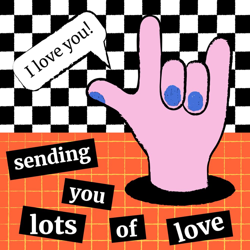 Love you Facebook post template, editable doodle design