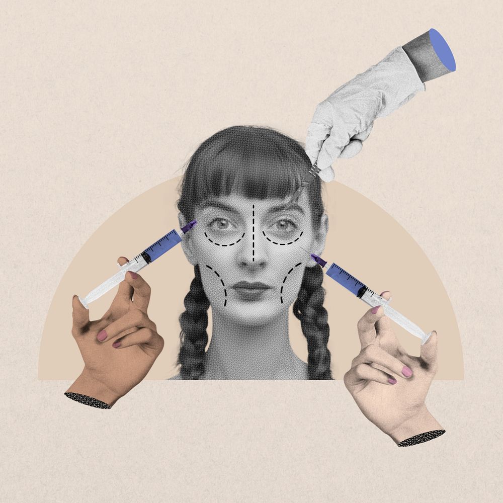 Editable plastic surgery, lifestyle collage remix