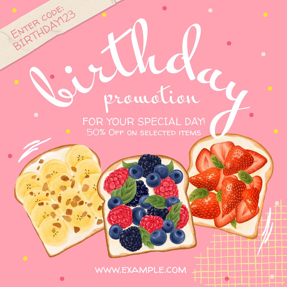 Fruit toasts Instagram post template, editable design