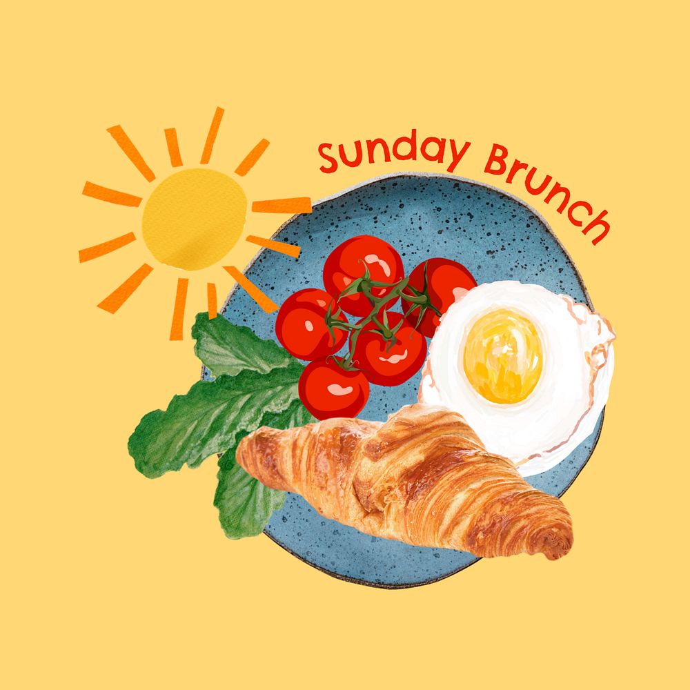 Sunday brunch, lifestyle collage remix, editable design