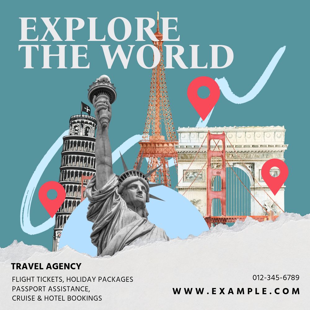 Travel services Facebook story template, editable collage remix design