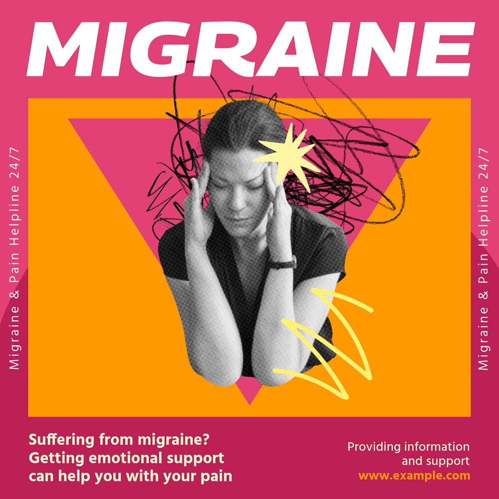 Migraine sufferer Instagram post template, editable collage remix design