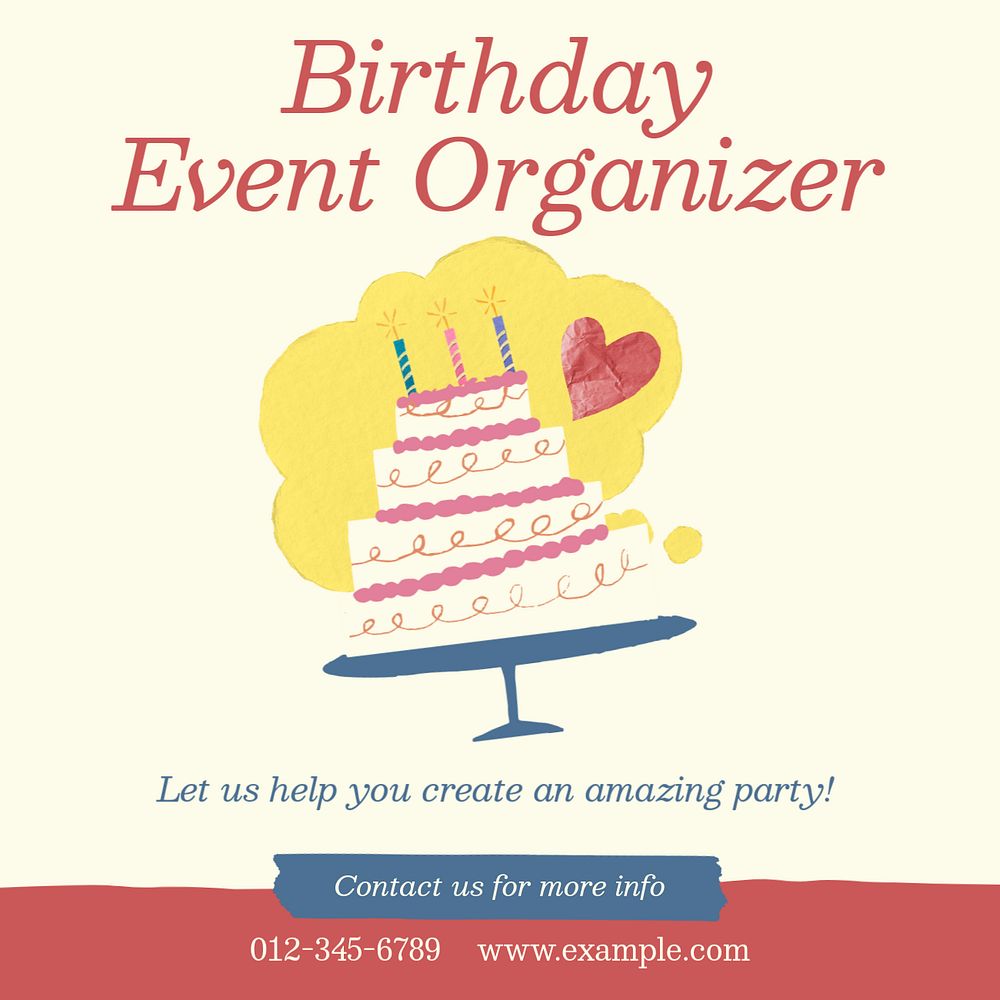 Party planner Instagram post template, editable collage remix design