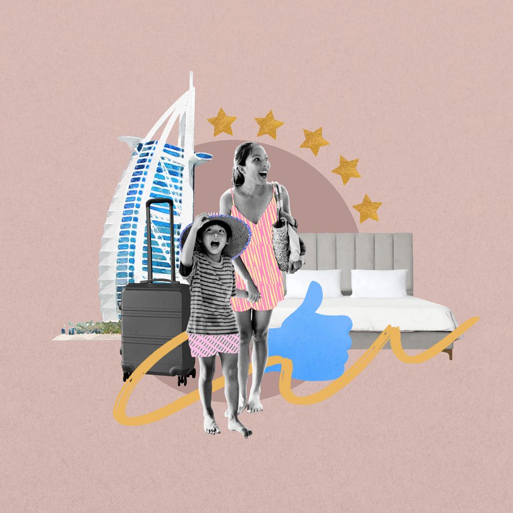 5-star hotel, lifestyle collage remix, editable design