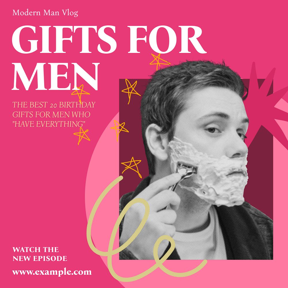 Men's gifts Instagram post template, editable collage remix design