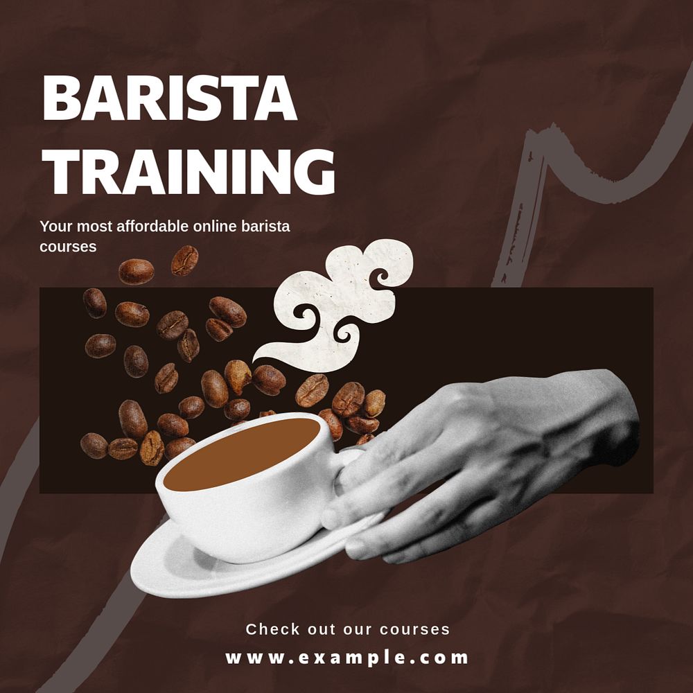 Barista training Instagram post template, editable collage remix design