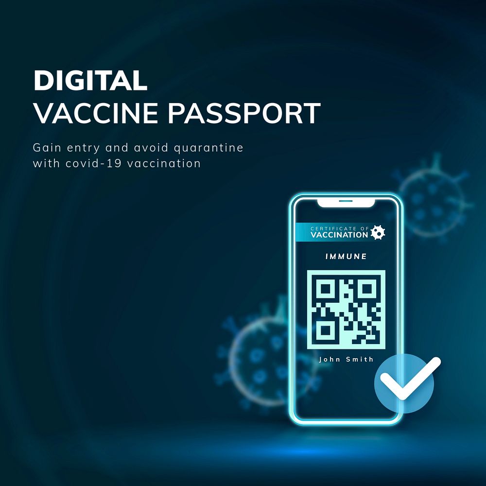 Digital vaccine passport Facebook post template, editable design