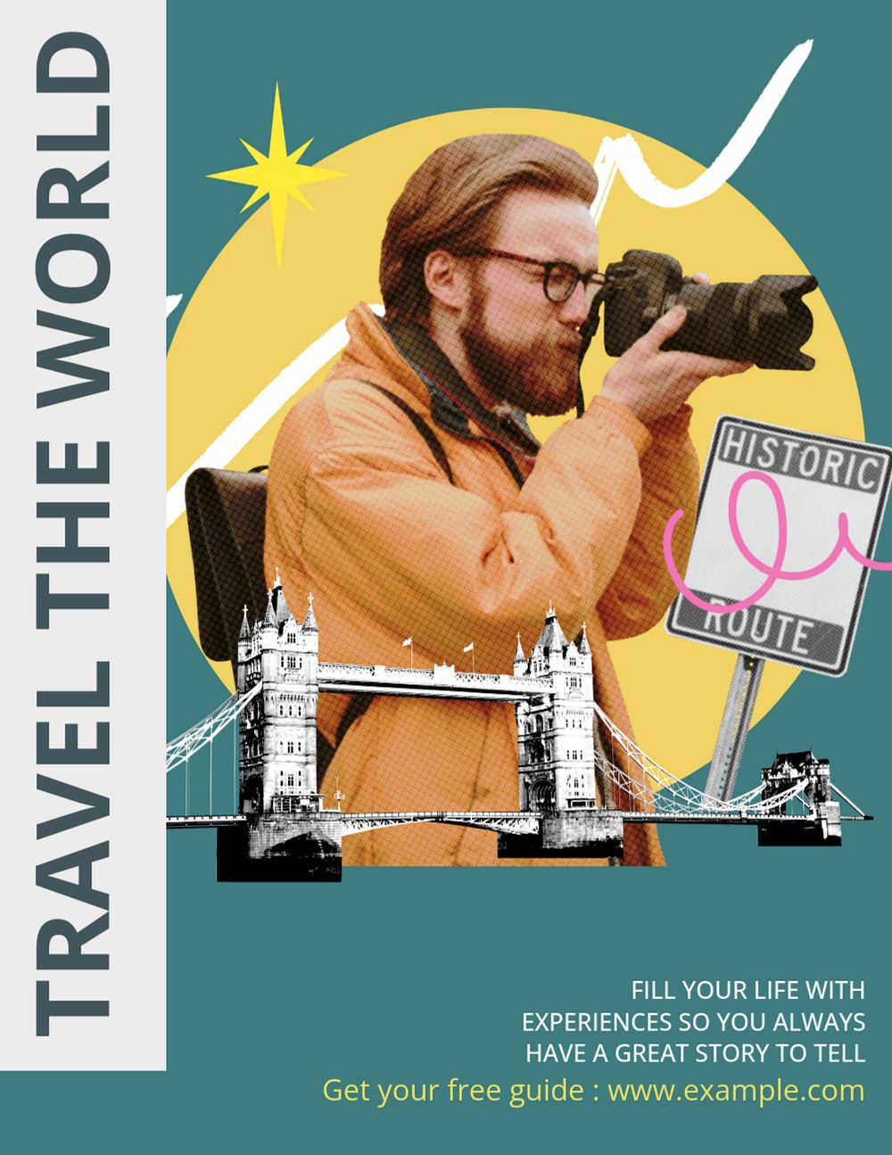 Travel flyer template, editable collage remix