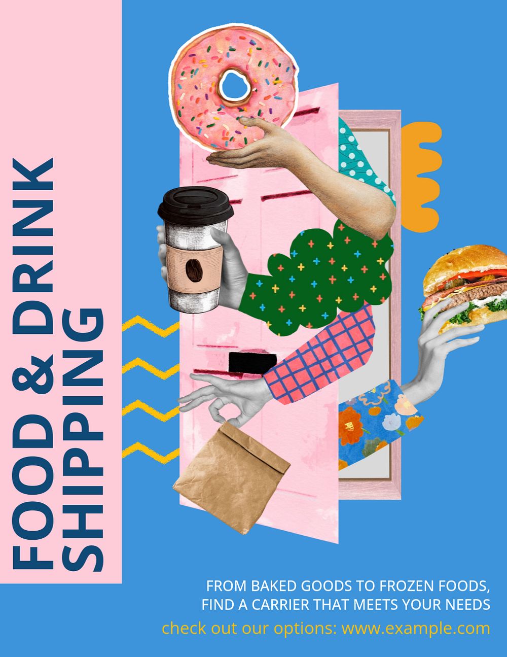 Drink shipping flyer template, editable collage remix