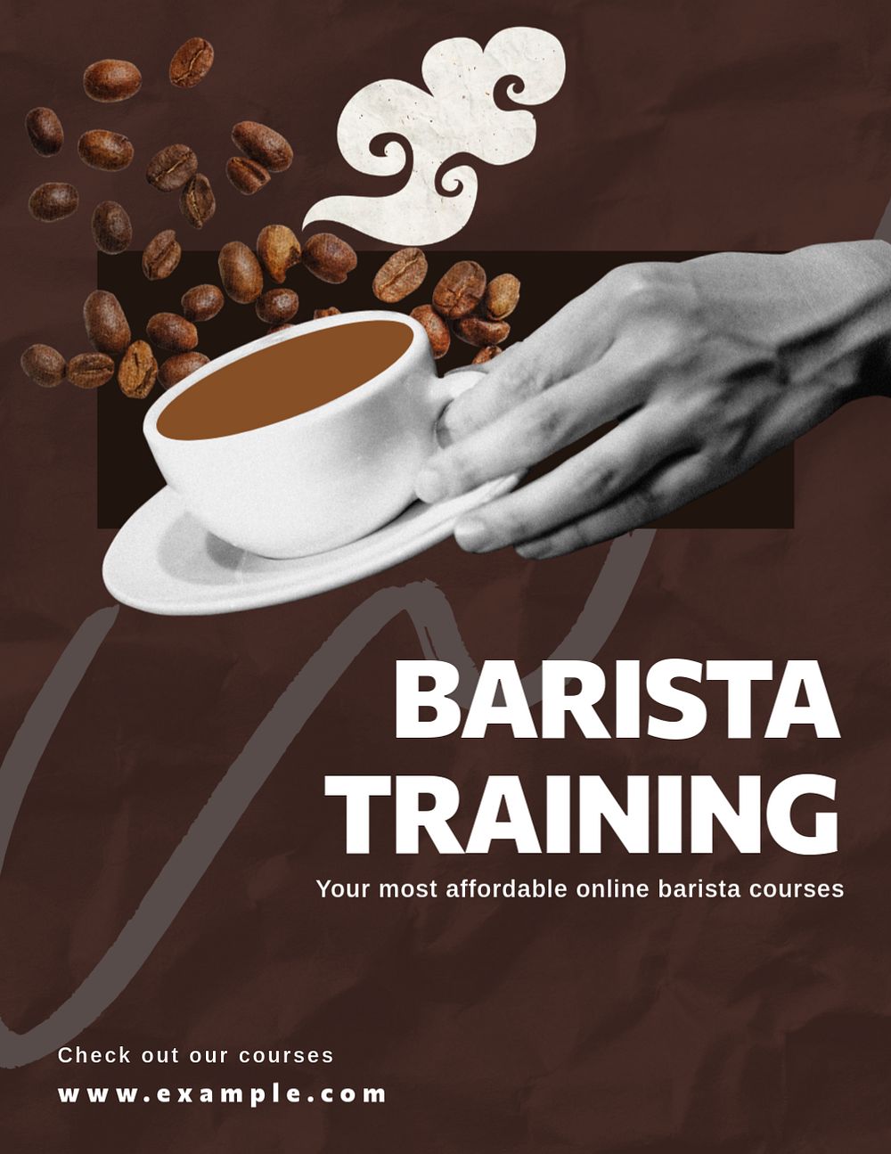 Online barista courses flyer template, editable collage remix