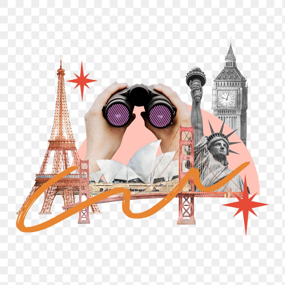 Sightseeing, editable travel sticker collage element remix