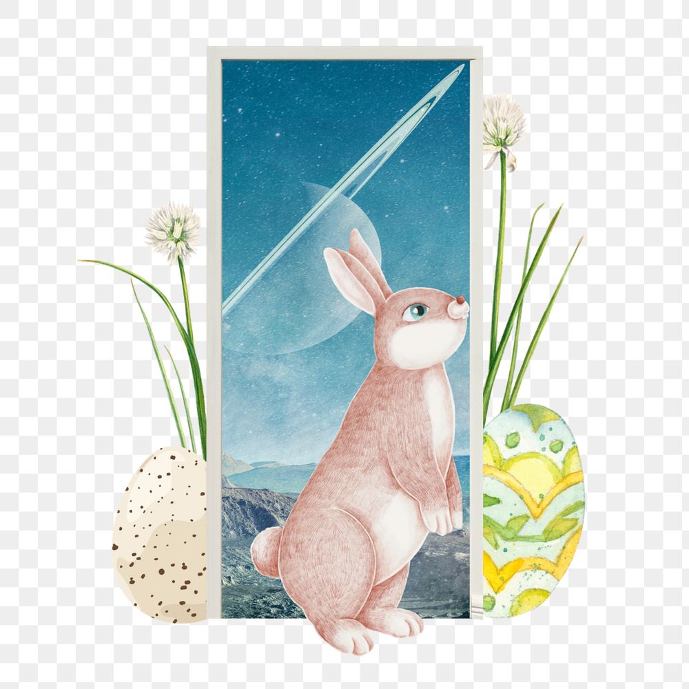 Vintage Easter rabbit collage element