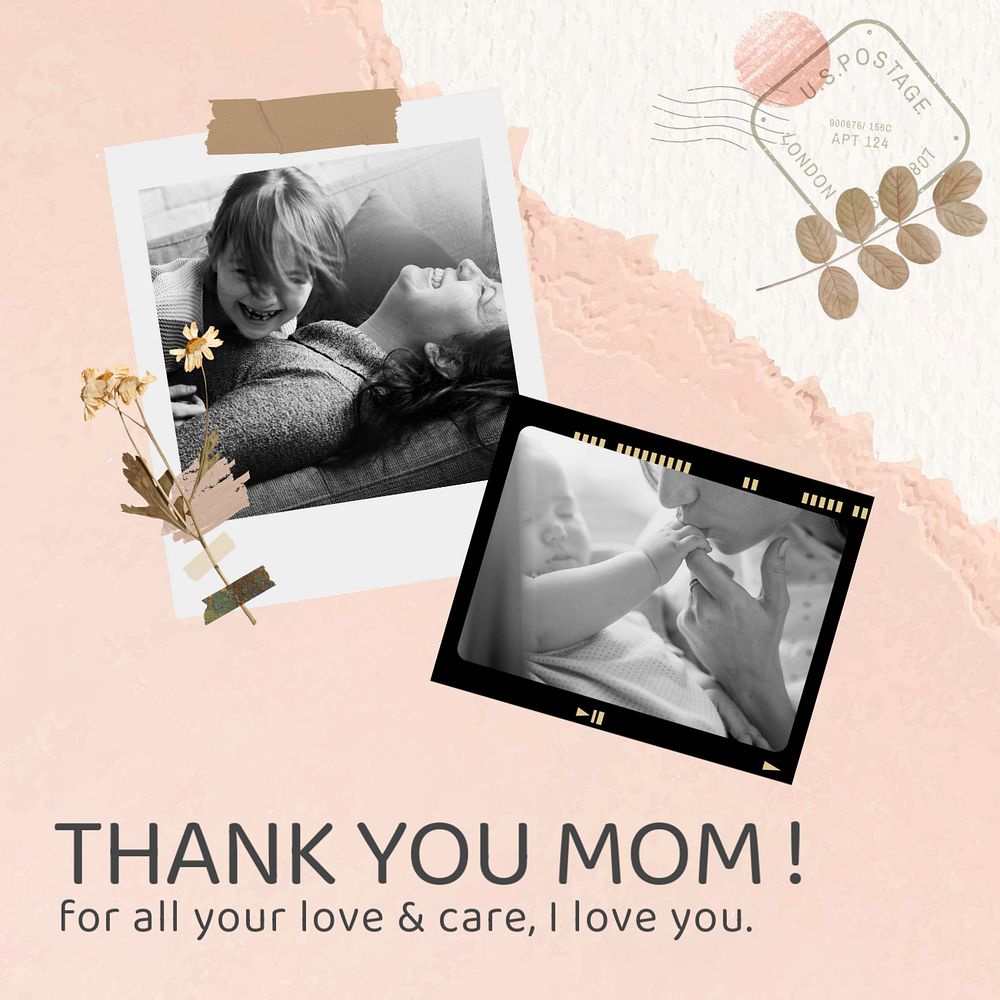 Thank you mom Instagram ad template,  editable design 